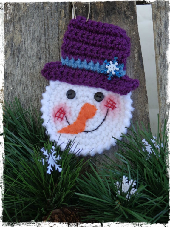 Snowman Christmas Ornament, Crochet Snowman, Snowmen, Christmas Tree, Package Tie On, Gift Tag, Party Favor, OFG FAAP, Includes 1 Ornament