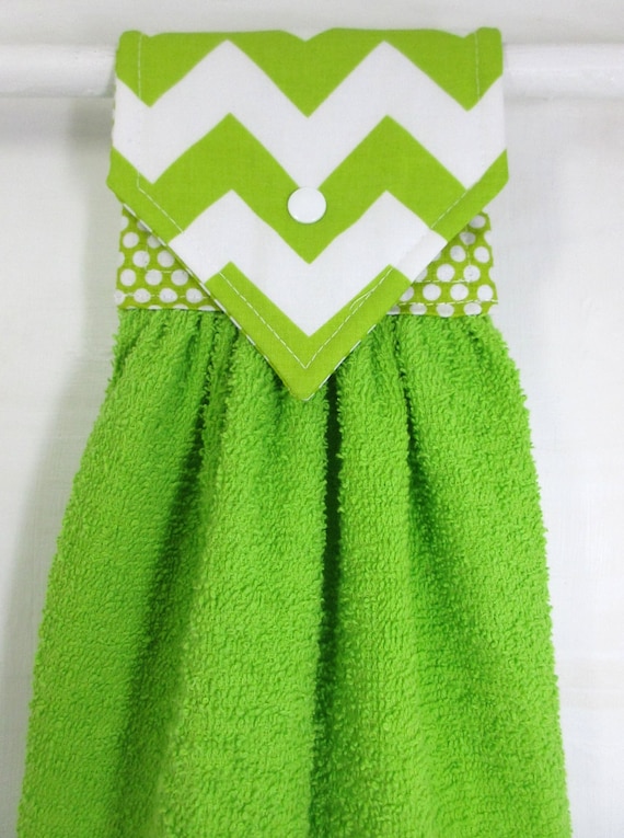Chevron Hanging Hand Towel Lime Green Kitchen Towel Lime