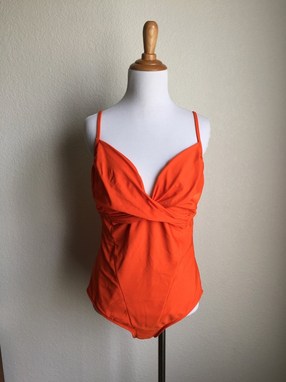 Orange Low Cut One Piece Swimsuit Carol Wior by Infrequenties