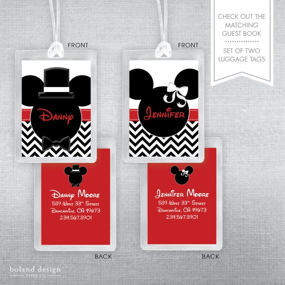 Bride and Groom Disney Luggage Tags. Set of 2 luggage tags. Disney ...