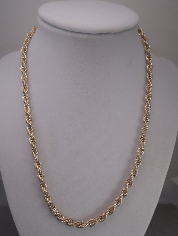 Signed Monet Gold Tone Rope Chain Necklace c1980s