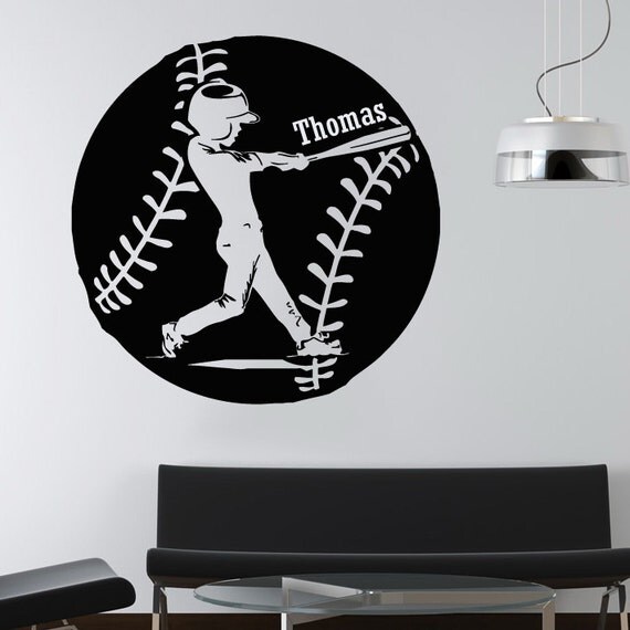 Wall Decal Name Personalized Custom Decals Baseball Bat Boy
