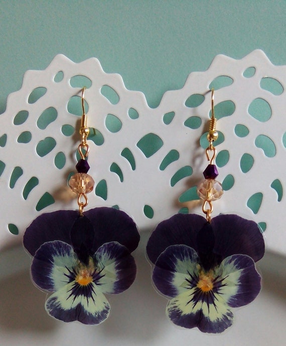 Orecchini a goccia in argento sterling con fiori veri di