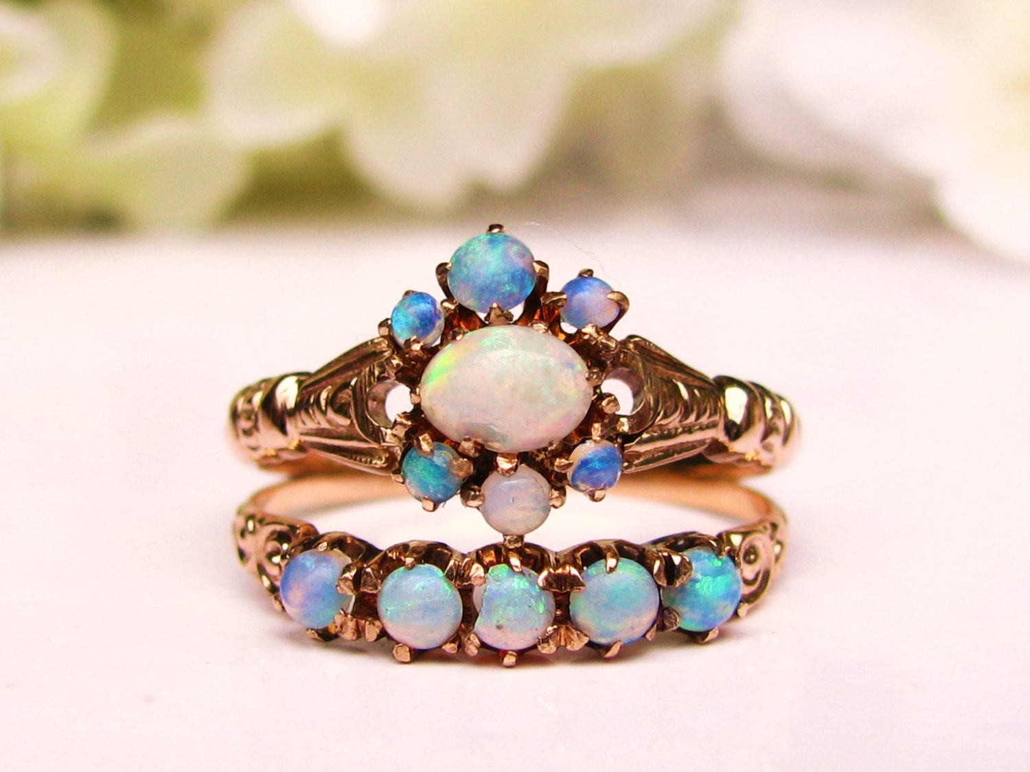 opal engagement ring set