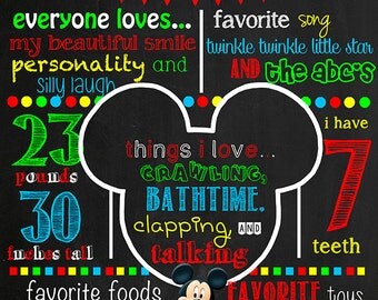 Mickey Mouse Birthday Chalkboard Poster DIGITAL FILE