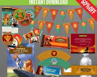 The Lion King Birthday Party Collection - Instant Download and Edit with Adobe Reader