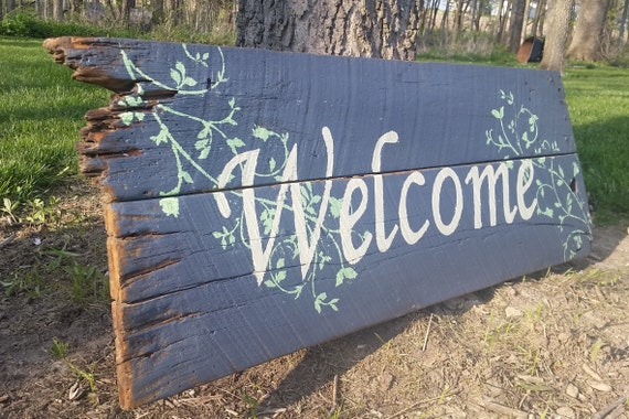 Large Horizontal Welcome Sign On Barn Wood (39