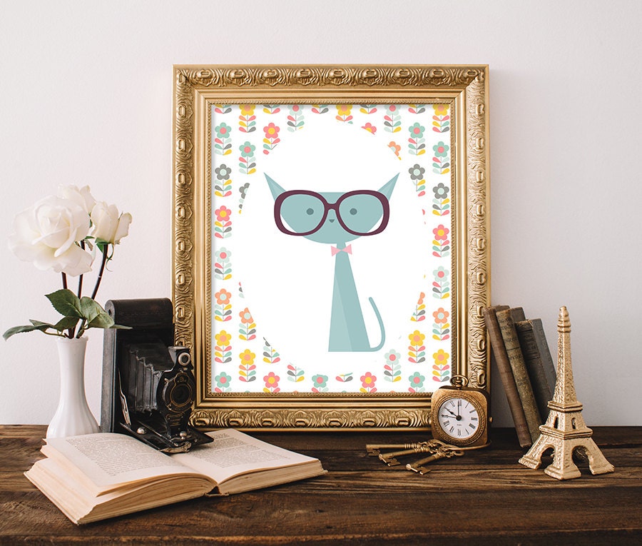 Cat Printable 8x10 Instant Download Cat Art Print Nursery