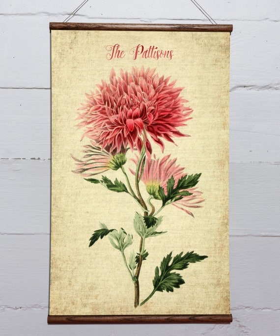 Vintage Floral Canvas ScrollPersonalized Wall by BirdRowPrints