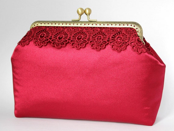 Burgundy Wedding clutch Marsala wedding gifts by LovekaHandmade