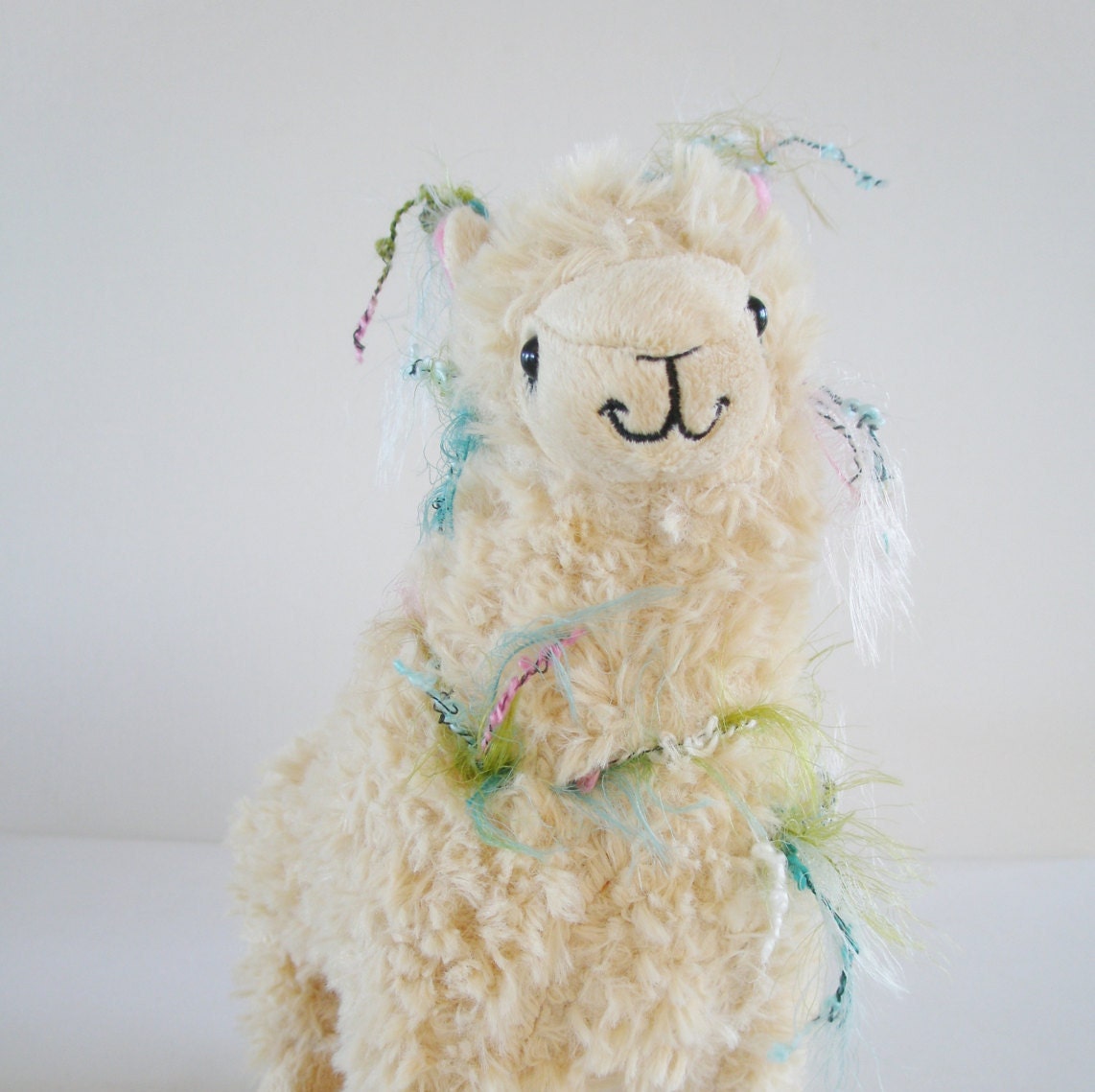 Plush llama. Little Llama Decorated with Tassles by FoxHillLlamas