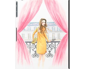 iPad case, ipad mini, ipad air, fashion illustration, fashion art, girl art, watercolor - Just a peek
