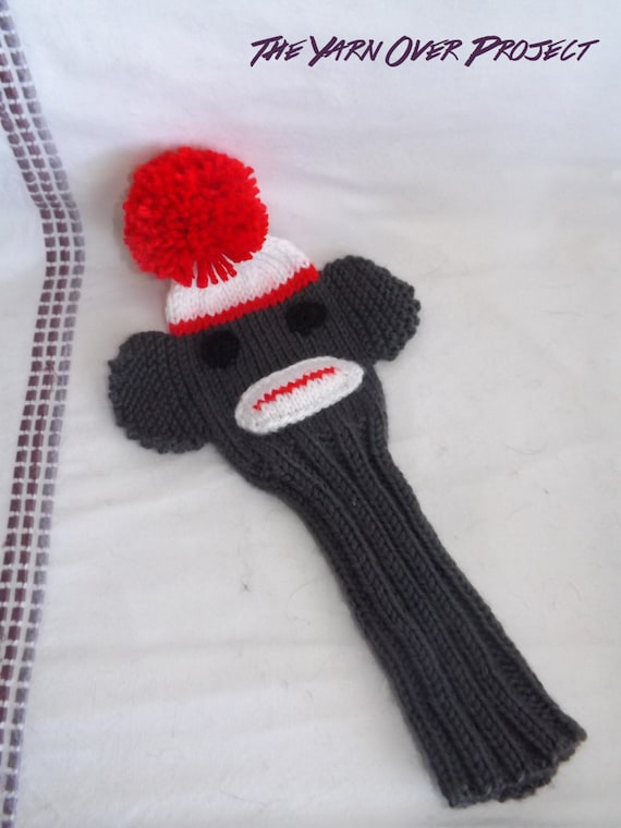 Hand-Knit Sock Monkey Golf Club Cover Knit Golf Club Cover