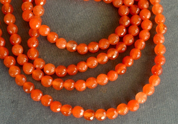 Bright Orange Agate Stone Beads 6mm Gemstone by TheBeadBandit