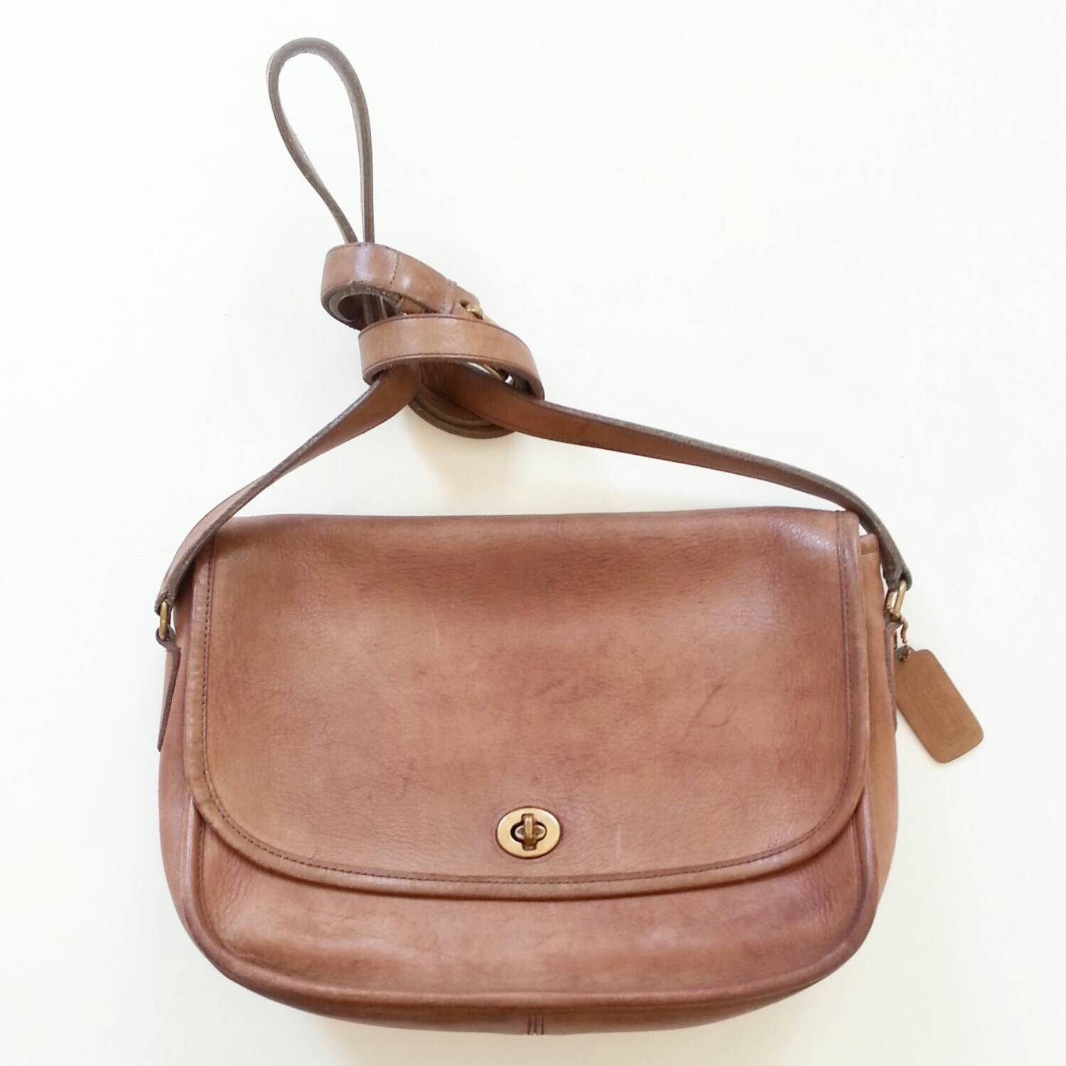 vintage Coach city bag 80s sable brown leather by PropsandPieces