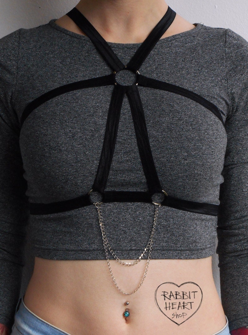 Elastic Harness with Chains by on Etsy