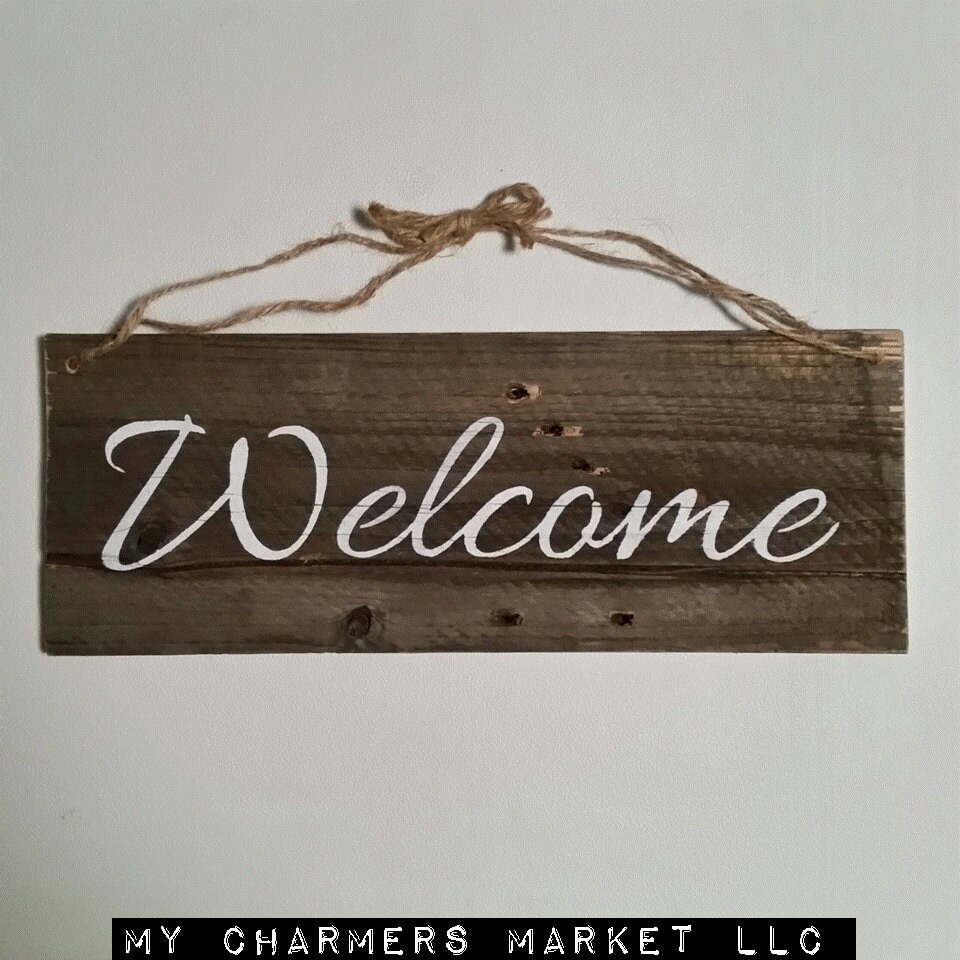 Welcome Sign Small Welcome Sign Wooden Welcome by MyCharmersMarket