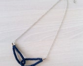 Free Bracelet with Blue Rope Necklace, Cord Necklace, Navy Blue Necklace, Satin Rope Necklace, Chain Necklace, Nautical Necklace