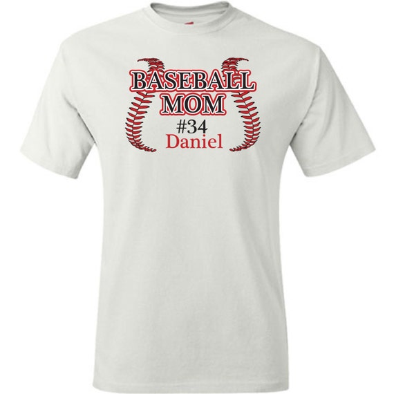 Personalized Baseball Mom Shirt in White or by PinkPigPrinting