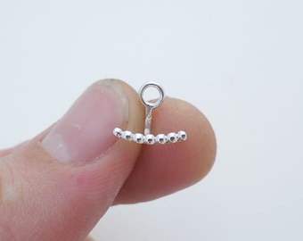 Mini Beaded Anchor Ear Jacket Pair - Sterling Silver Ear Huggers - Jackets Only - Front & Back Earrings - Mix and Match With Any Studs
