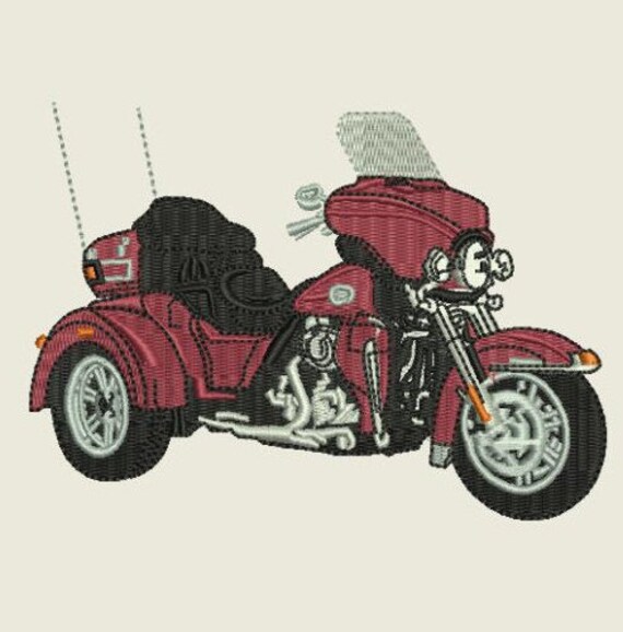 Harley Trike Motorcycle embroidery pattern by MountainEmbDesigns