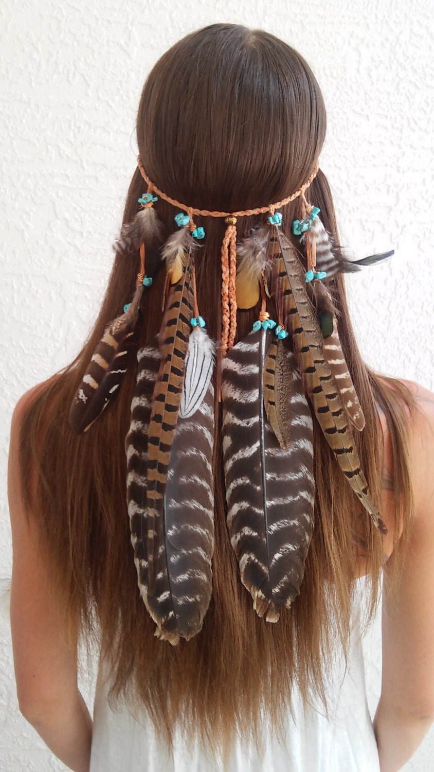 Boho Princess Feather Headband Headband Tribal Bohemian 5506