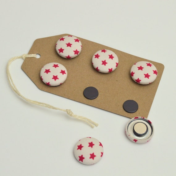 6 Fabric covered button magnets fridge magnets by Hertsdale