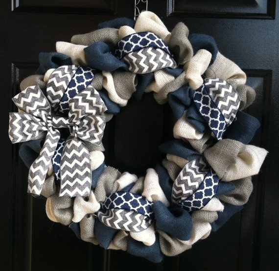 Everyday Wreath Front Door Wreath Navy Blue by AddieBeeDesigns