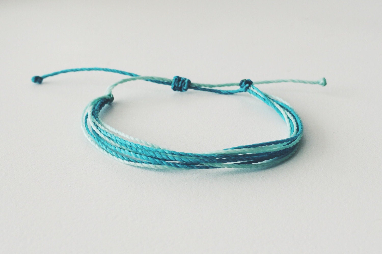Blue Waxed Polyester Cord Bracelet 9 Strands