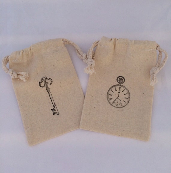 ... Bag: Reusable Mad Hatter Theme Drawstring Muslin Bags, Tea Party Treat