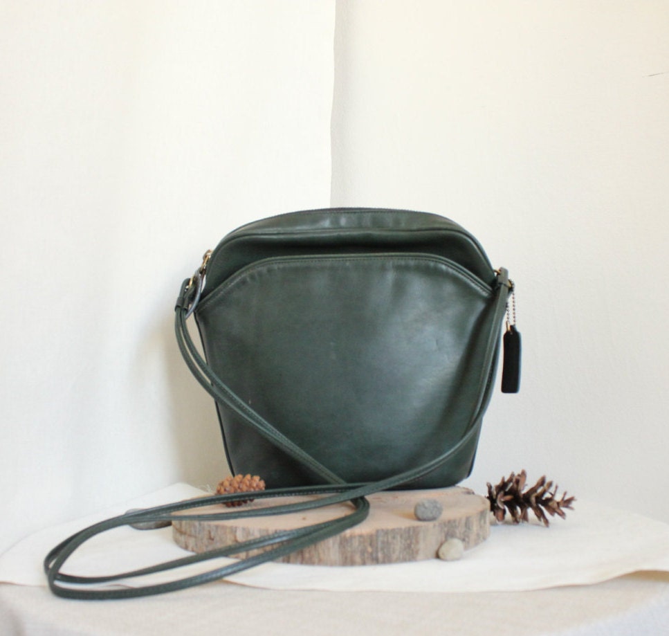 Green Vintage Coach Purse Leather Crossbody Bag Forest Hunter