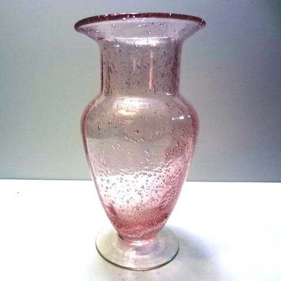 Vintage Pink Bubble Art Glass Vase by thevillagemagpie on Etsy