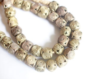 African brass beads, lost wax African, Ghanaian bead, Baoule brass, African beads, Ethnic brass bead, tribal brass, African gold, swirl