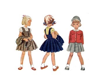 1940s Jumper, Blouse, Jacket and Hat Pattern Box Pleat Skirt Dress Puff Sleeves Spanky Hat Simplicity 3116 Size 4 Vintage Sewing Pattern