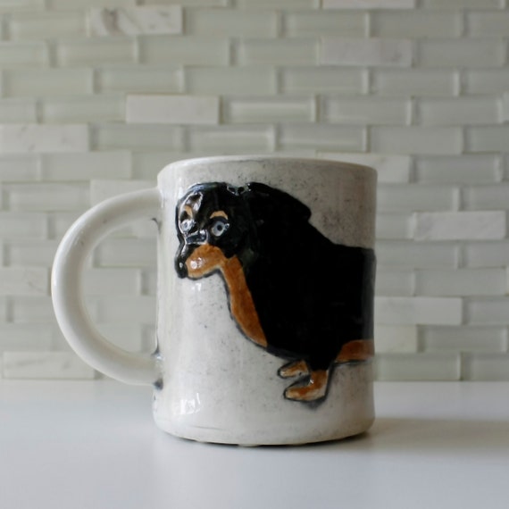 Dachshund Mug, Wiener Dog Mug handmade ceramic pet dog portrait mug