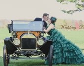 Green Wedding Dress with Organza Ruffles Custom Made Wedding Dress