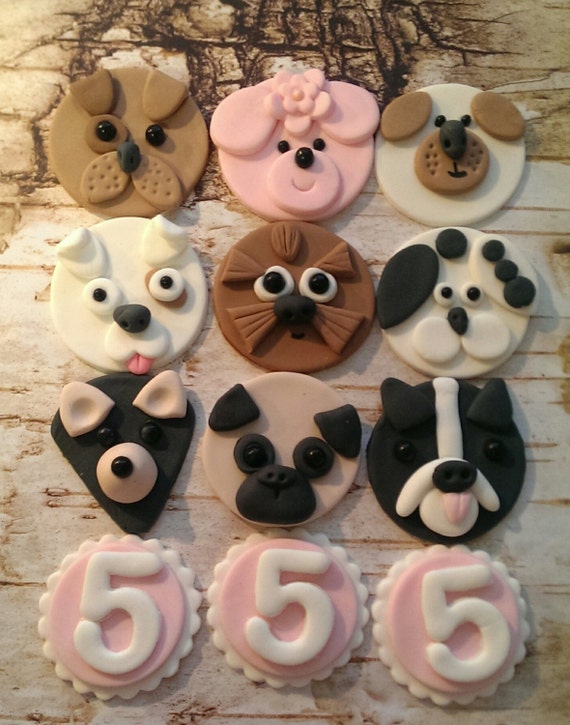 Fondant Puppies Dog Fondant Cupcake Cake Cookie Toppers.