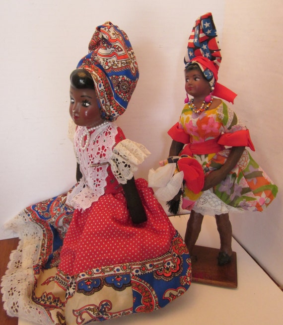 Two Mid Century Caribbean Island Culture Souvenirs Colorful