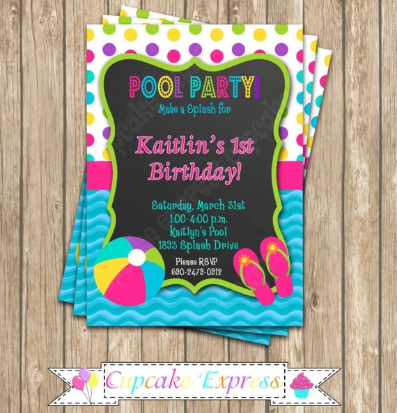 1St Birthday Invitations Pool Party 6