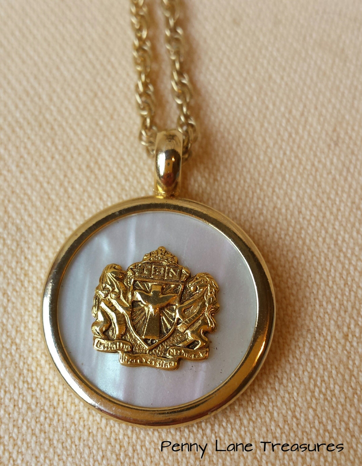 Vintage TBN Religious Pendant Necklace Trinity Broadcasting Network