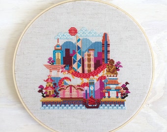 Pretty Little Hong Kong - Satsuma Street Modern Cross Stitch Pattern PDF - Instant download