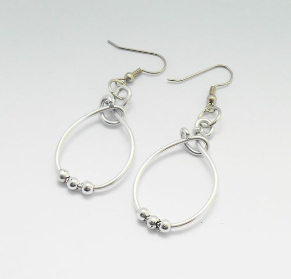 Silver Hoop Earrings, small hoop earrings, Wire wrapped earrings ...