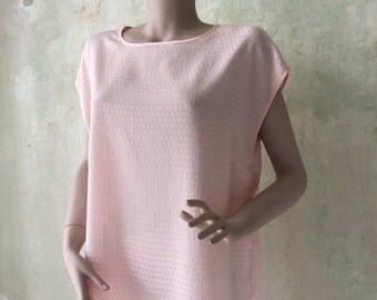 Peach 90s Crinkle Square Shirt Blouse Oversize