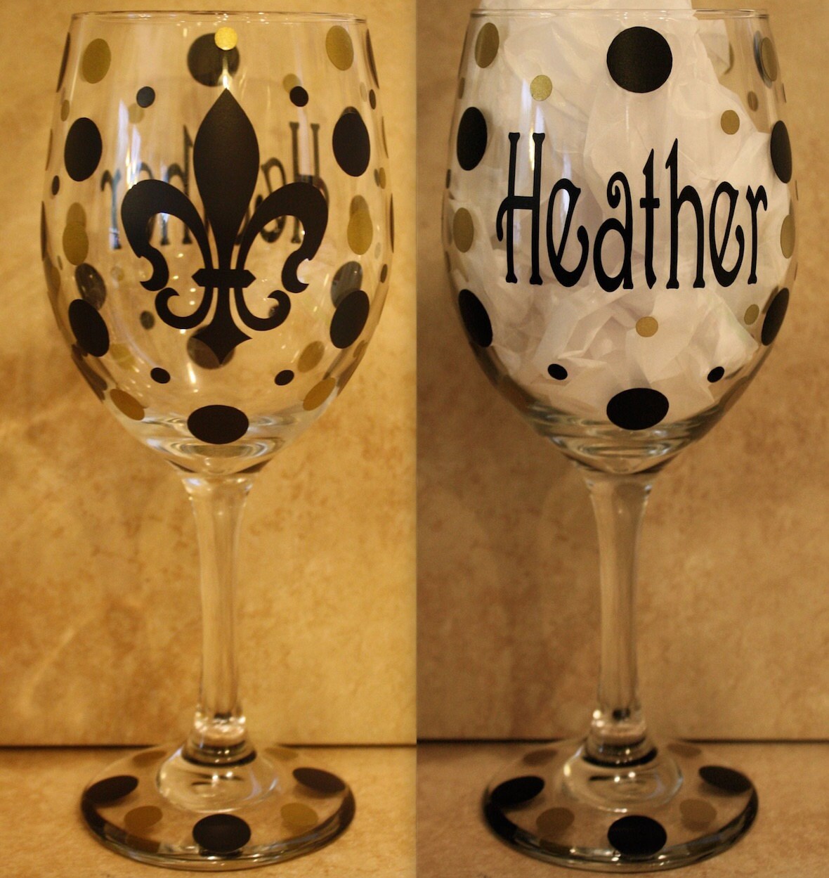Personalized FleurdeLis Wine Glass