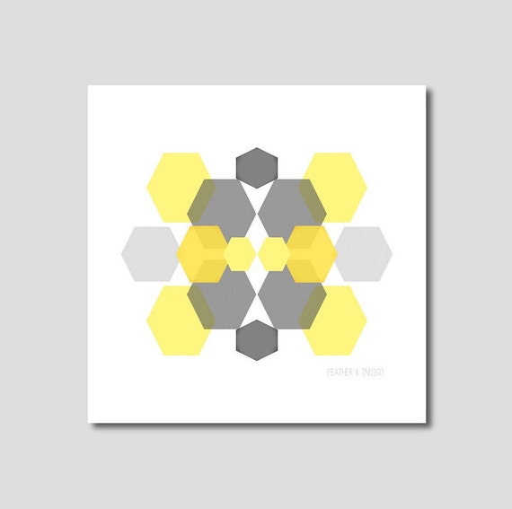 Items similar to Minimalist art geometric art grey and mustard wall art
