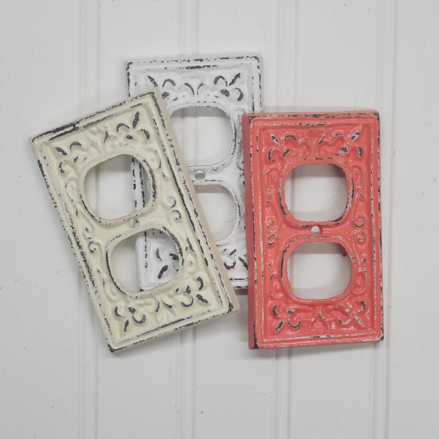 Plug Cover/Outlet Cover/White Shabby Chic/Outlet by TheShabbyStore