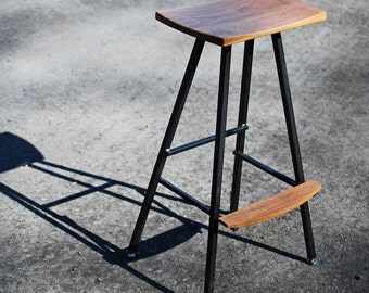 Modern, industrial bar stool or kitchen stool. Both durable & comfortable. We hand-make these stools in our small shop in Vermont. Barstool.