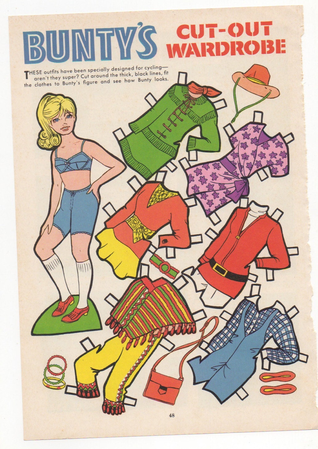 Uncut Vintage Paper Doll Buntys Cut Out Wardrobe Bunty