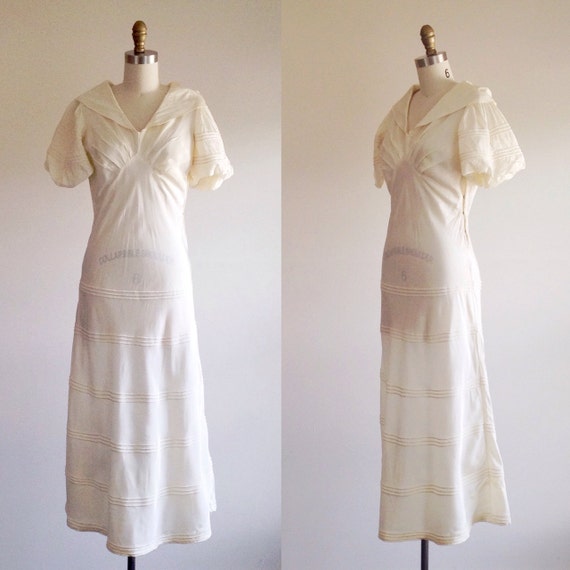 Items similar to Simple wedding dress- Ivory wedding dress-1930s ...