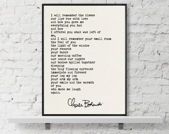 Charles Bukowski Quote, Bukowski Print, Valentines Day Gift, Romantic Quote, Anniversary Gift, Typewriter Quote, I will remember the kisses